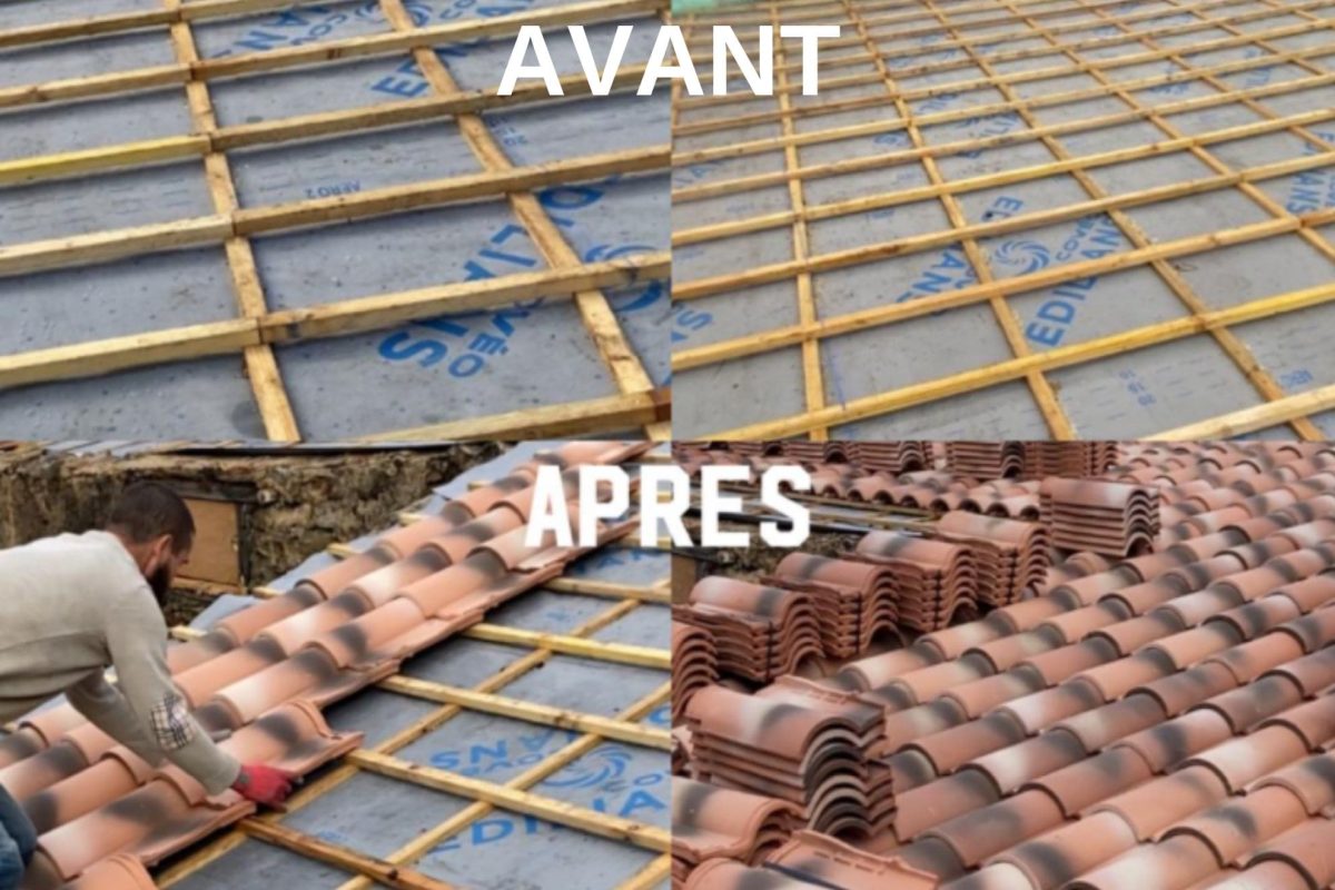 Reno toiture Carcassonne pose avant et après